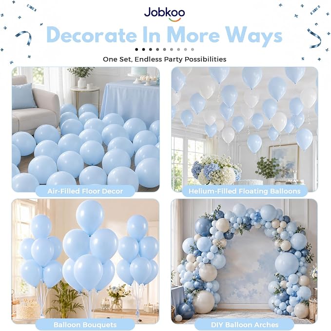 Jobkoo Pastel Blue Balloons 12 Inch - Image 4
