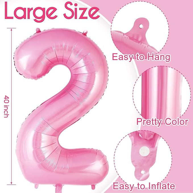 Pink Number 25 Balloons, Big Large Foil Number Balloons, Jumbo Giant Mylar - Image 2
