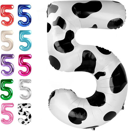 Cow Print Number 5 Balloon 40 inch, Cow Birthday Party Balloons Decorations | by Upgesy