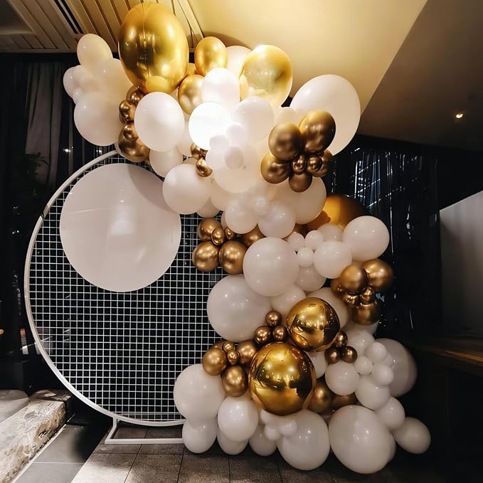 White and Gold Balloons Arch Kit, 18 12 10 5 inch, - Image 7