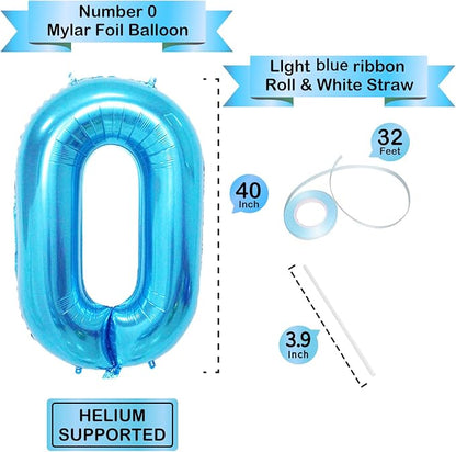 Blue 0 Number Balloon, 40 Inch, Premium Mylar, - Image 3