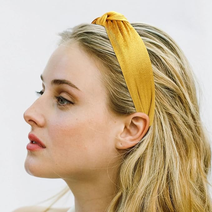 VELSCRUN Knotted Headbands - Pink, Red, Brown, Gray Velvet Wide Top Knot Hair Accessories for Women and Girls