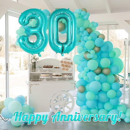 Teal Blue Number 0 Balloon, 40 Inch Big Large Foil Helium Number Balloons - Image 6