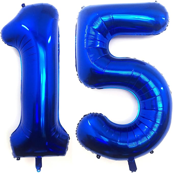 40 Inch Navy Blue 15 Number Balloons Giant Jumbo Huge 15 or 51 Foil Mylar by LHOAVWE