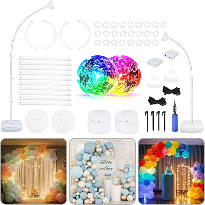 Lighted Half Arch Balloon Stand Kit 8.2FT/6FT Balloon Arch Kit by OurWarm