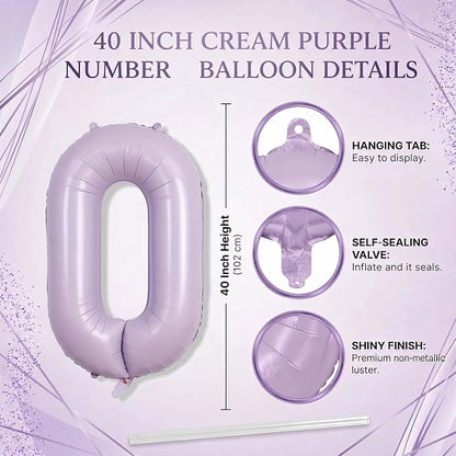Cream Purple Number 10 Balloon 40 Inch, Foil Digit - Image 4