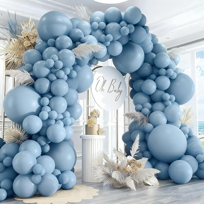 412pcs Dusty Blue Balloons Different Sizes 18 12 10 5 Inch, Slate Blue Boho by PAXILE