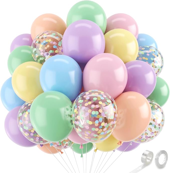 Zesliwy Pastel Colorful Balloons Set, Party Decorations | Pastel Rainbow Balloon by Zesliwy