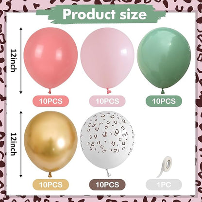 Pink and Green Balloons, Jungle Safari Balloon 12 Inch Leopard Cheetah Print - Image 3