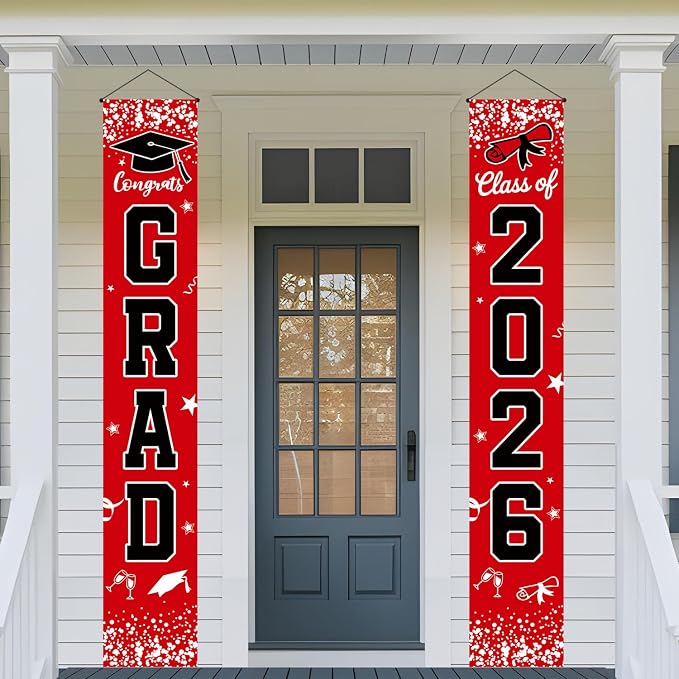 Graduation Decorations 2026 Red Set, Congrats Grad Decor Set - Image 7