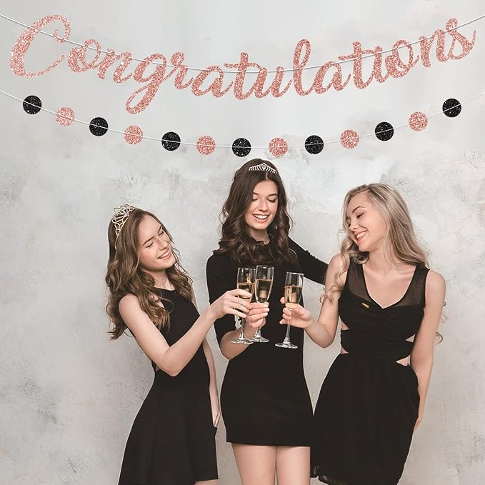Rose Gold Congratulations Banner Sign Prestrung Congrats Banner Congratulations - Image 4