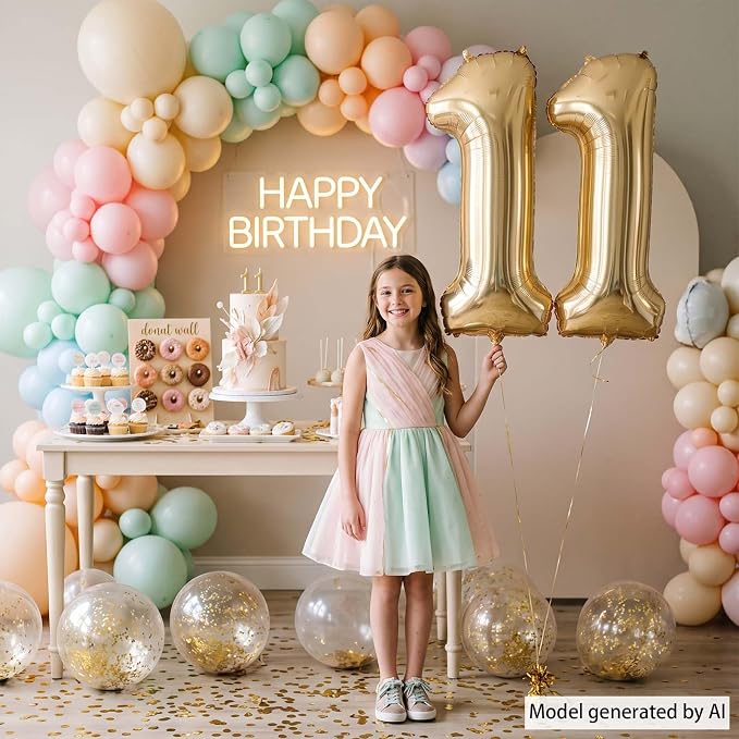 White Gold Number 11 Balloon 40 Inch, Champagne Foil Eleven Decoration | - Image 2