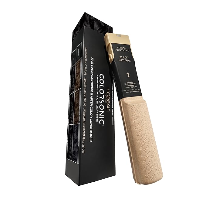 L'Oreal Paris Colorsonic Permanent Hair Dye Cartridge, Vibrant Hair Color for Root Touch Up, Gray Coverage or All Over Color in just 5 Minutes, 1 Natural Black (Coloring Device Sold Separately)
