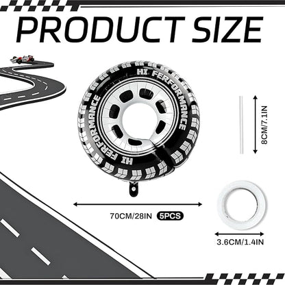 Race Car Balloons 5pcs 30inch Wheel Balloons Tire Balloon Tyre Racing Balloon - Image 2