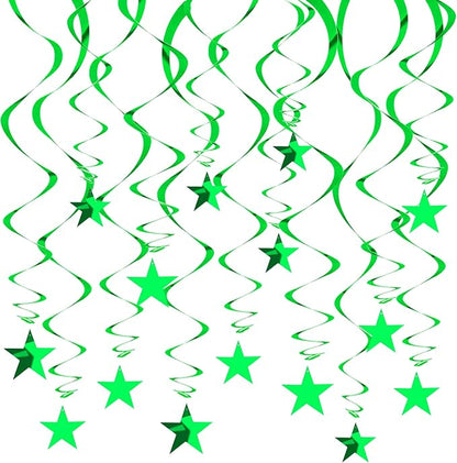 BEISHIDA Green Star Hanging Swirl Decorations, Hanging Gold Party Supplies by Beishida