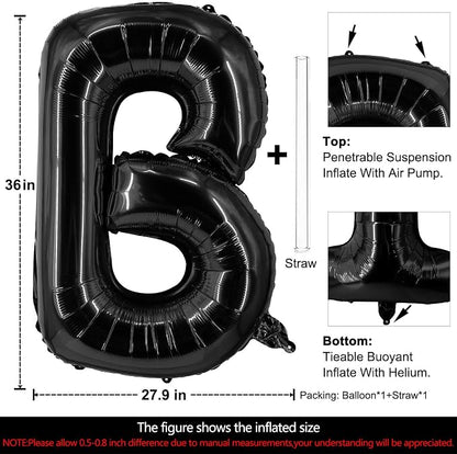 Lovoir 40 Inch Large Black Letter B Balloons Big Size Jumbo Mylar Foil Helium - Image 2