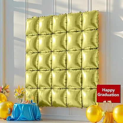 NISOCY 25PCS Metallic Light Gold Square Foil Balloons Wall Backdrop | Double - Image 8