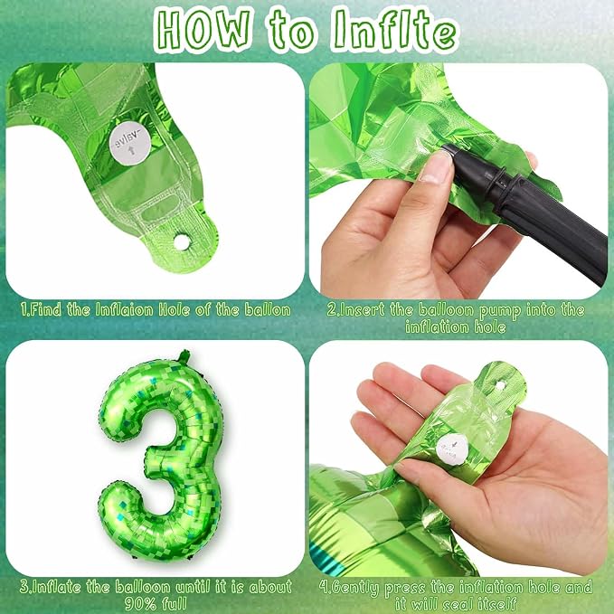 40 Inch Lime Green Pixel Number 13 Balloon, Official Teen Gamer Party Decor | - Image 4