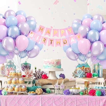 60pcs 12inch Pearl Pink Blue and Purple Balloons - Image 7