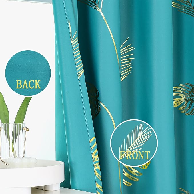 Teal Blackout Curtains 96 Inches Long, Grommet Curtains - Image 3