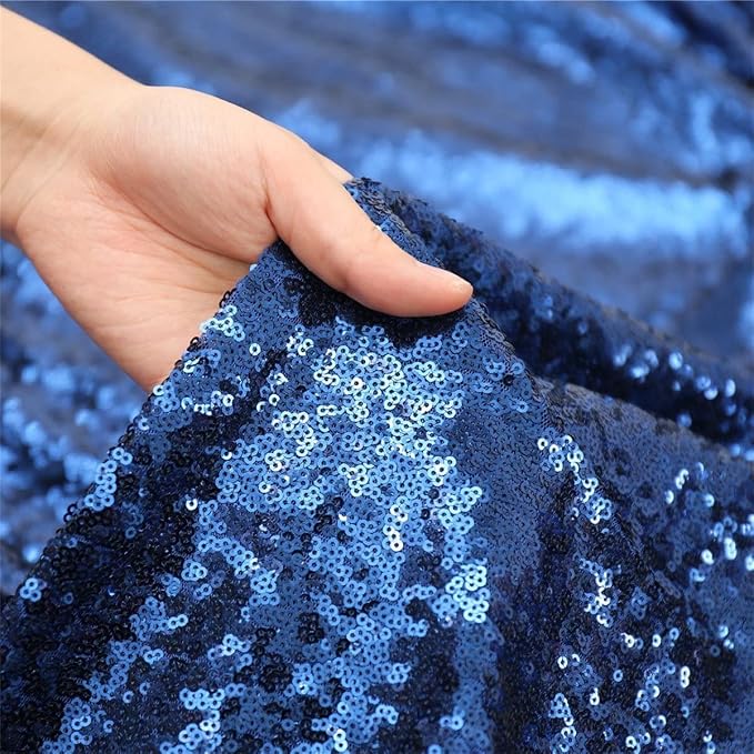 Poise3EHome 2Pcs 2Ft x 8Ft Navy Blue Sequin Backdrop Curtain, Memorial Day - Image 6
