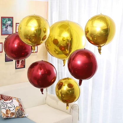 6Pcs Burgundy Round Foil Balloons, Giant 4D Round Ball Balloon, 22 Inch - Image 6