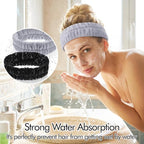 Ouligay 2PCS Spa Headbands for Washing Face Skincare Hair Band Soft Terry Cloth Headband Facial Makeup Headband for Shower Mask Yoga Sports Exercise Gift for Women and Teens