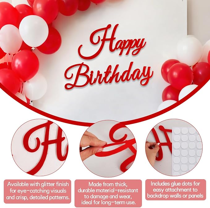 TONIFUL Happy Birthday Sign for Backdrop - Image 3