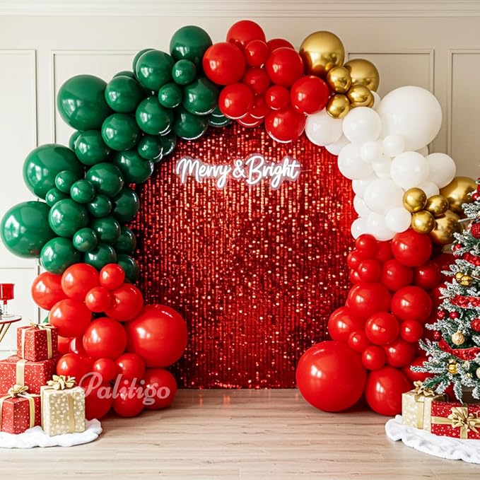 Christmas Balloon Arch Kit, 12 and 18 in Sizes, Christmas Party Decorations by Palitigo