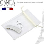 Camila Paris CP3248 French Hair Barrette Clip for Girls, White Shell, Rubberized Metal Closure Strong Hold Grip Hair Clips for Women, No Slip Durable Styling Girls Hair Accessories, Made in France