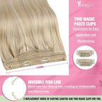 YoungSee Invisible Wire Hair Extensions Blonde Highlight Hair Extensions Wire Ash Blonde Highlights Bleach Blond One Piece Hair Extensions Real Human Hair Thick Remy Hair 20In 100g