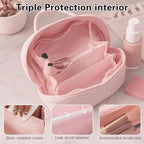 Cosmetic Bag for Travel, Large Capacity Pouch Purse Organizer, Waterproof Puffy Padded Make Up Toiletry Bag for Women (Black)