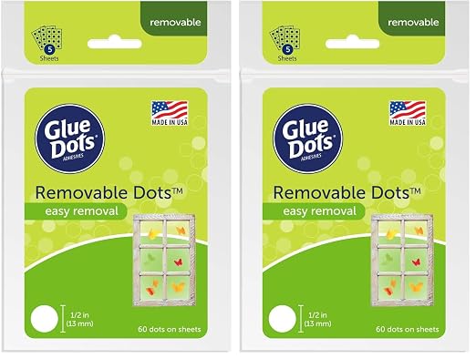 Glue Dots, Removable Dots, Double-Sided, .5 Inch, 60 Dots, DIY Craft Glue Tape by GlueDots