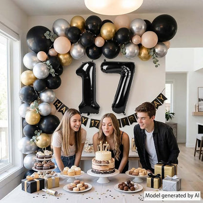 Black Number 17 Balloon 40 Inch, Foil Numeral - Image 3