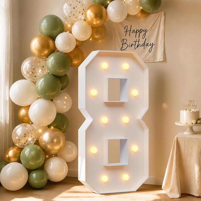 4FT Light Up Marquee Number 8 Warm White Light | Party Decor by Letsmakeitimpressive