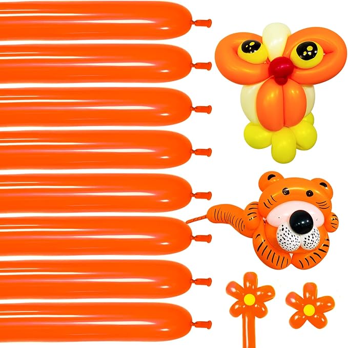 Long Orange Balloons Kit for Kids Party Decor by KUULBELAballoons