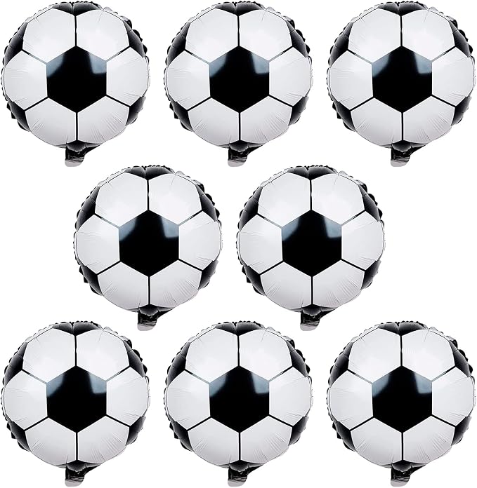 8Pcs Soccer Party Balloons, 18Inch Soccer Foil Balloons Football Shape Mylar by Lingqiang