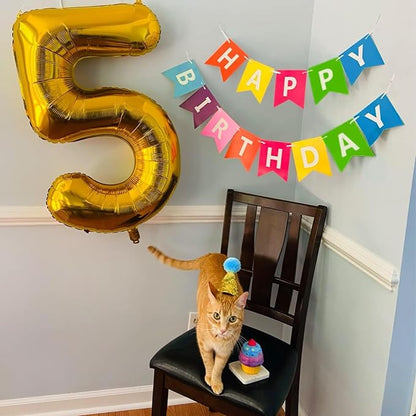 Pre-Strung Rainbow Happy Birthday Banner Sign Colorful Party Decorations | - Image 4