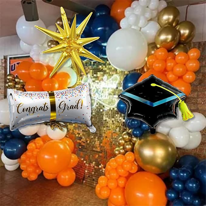 Blue and Orange Graduation Balloons Arch Garland Kit, Prom Graduation Party - Image 5