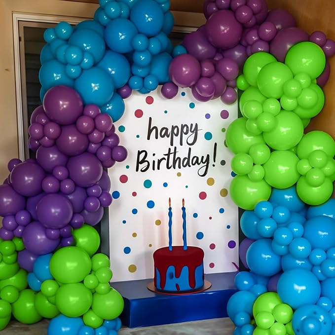 Green Purple Teal Balloon Arch Kit, Boys Birthday Party Decorations | Assorted - Image 4