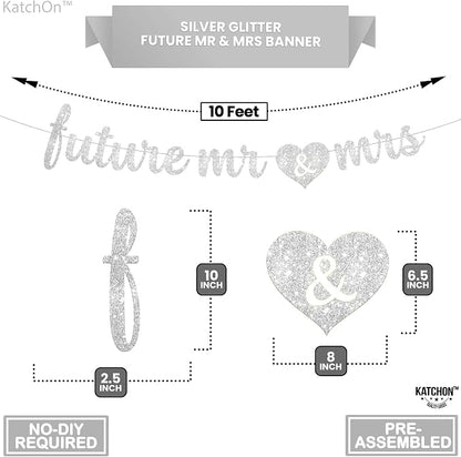 KatchOn Glitter Future Mr & Mrs Banner 10 Ft, Engagement Party Decorations | - Image 2