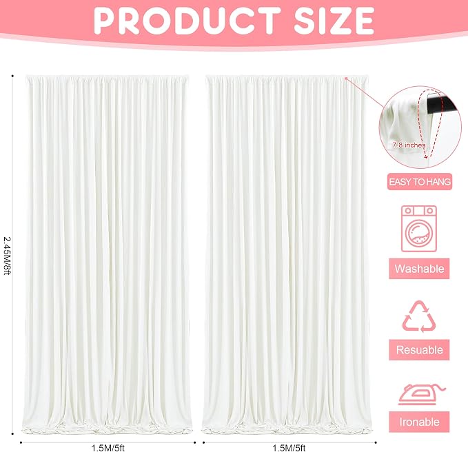Asee'm Ivory Backdrop Curtains Drapes - Image 2