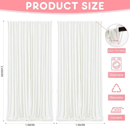 Asee'm Ivory Backdrop Curtains Drapes - Image 2