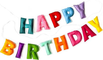 Pre-Strung Reusable 3D Happy Birthday Banner, Rainbow Birthday Decorations | by Unknown