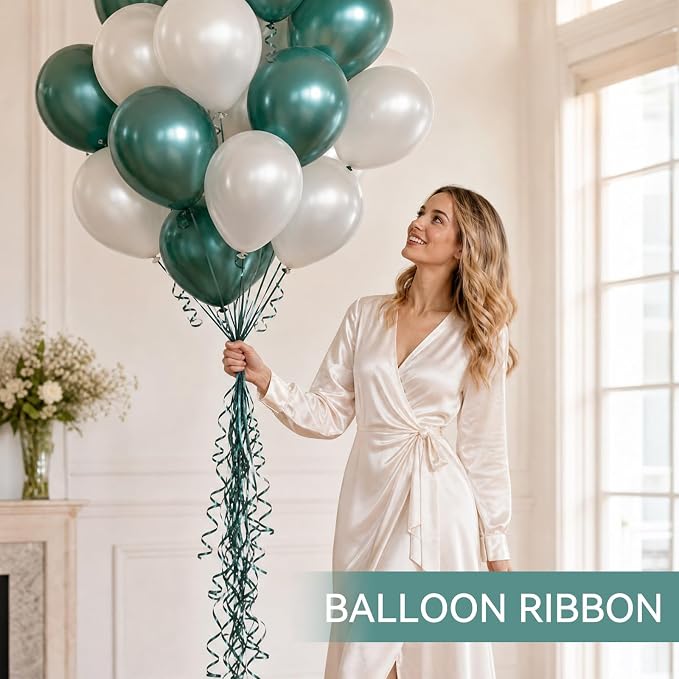 TONIFUL 500 Yards Dark Green Balloons Curling Ribbon | Forest Green Balloon - Image 4