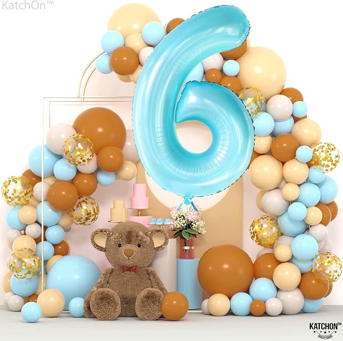 KatchOn Giant Light Blue Number 6 Balloon - Image 2