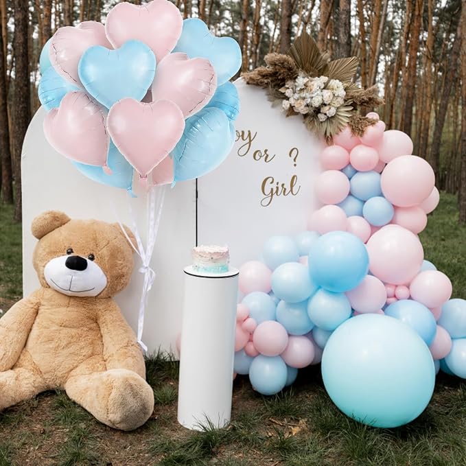 TONIFUL 15 Pcs Pink Blue Heart Balloons 18 Inch Heart Shape Foil Balloon | - Image 3