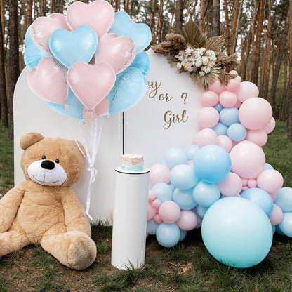 TONIFUL 15 Pcs Pink Blue Heart Balloons 18 Inch Heart Shape Foil Balloon | - Image 3