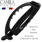 Camila Paris CP2318 French Hair Barrette Clip, Flexible Ponytail Holder No Metal Parts, Strong Hold Grip Hair Clips for Women, No Slip and Durable Styling Girls Hair Accessories, Made in France