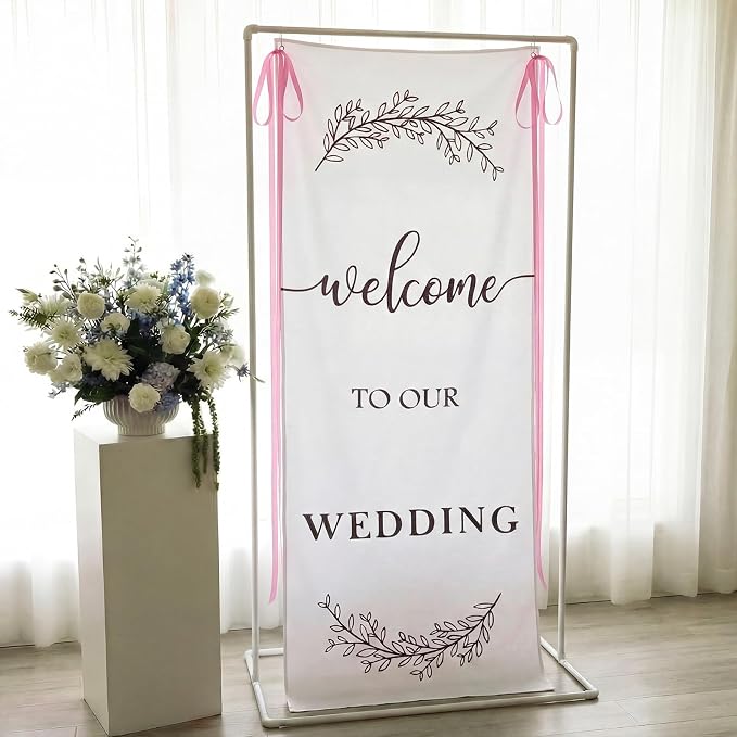 Yousoontic Welcome to Our Wedding Linen Rustic Wedding Welcome Banner Plain - Image 3
